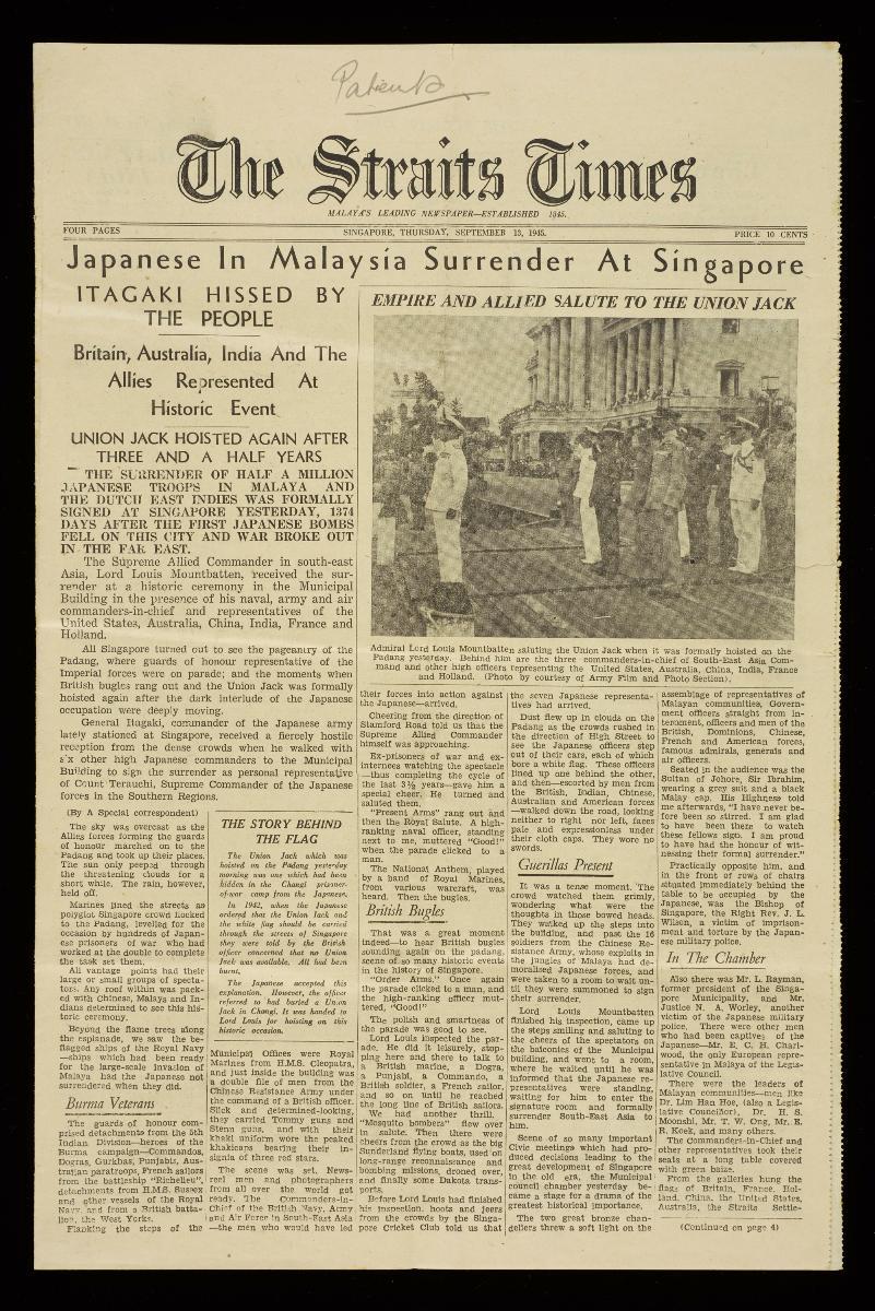 The Straits Times newspaper, 1945 edition